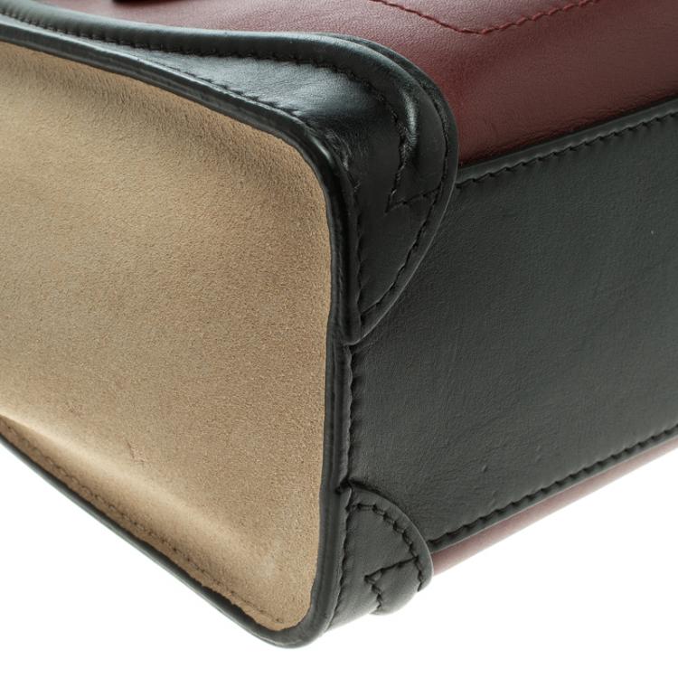 مملوكة مسبقًا Celine Tri Color Leather and Suede Nano Luggage Tote