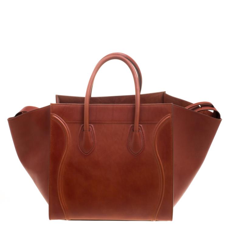 Pre Owned Celine Copper Leather Medium Phantom Luggage Tote