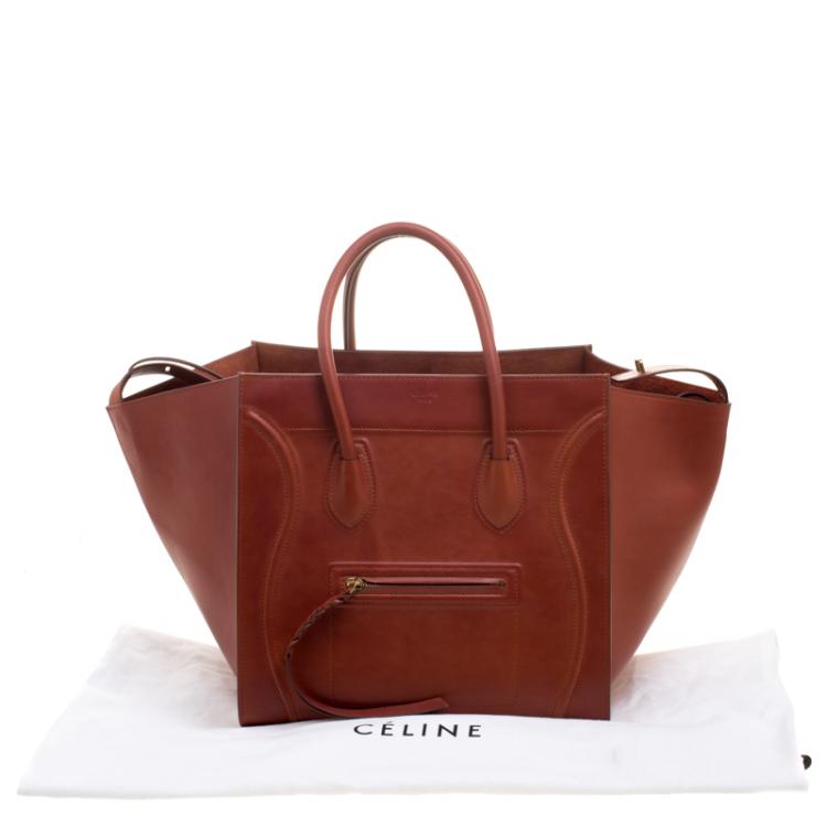 Pre Owned Celine Copper Leather Medium Phantom Luggage Tote