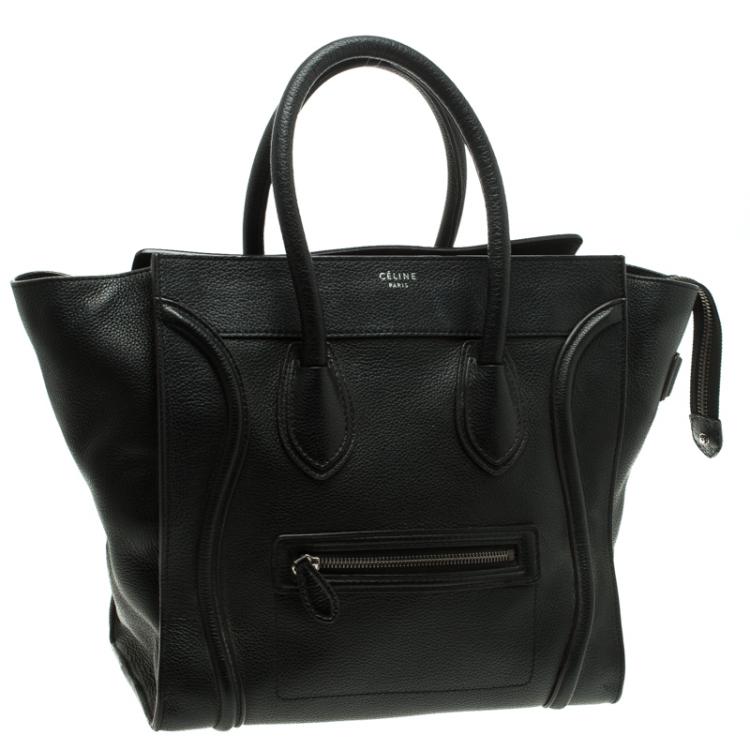 Pre Owned Celine Black Leather Mini Luggage Tote