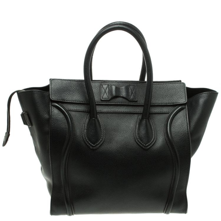Pre Owned Celine Black Leather Mini Luggage Tote