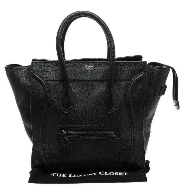 Pre Owned Celine Black Leather Mini Luggage Tote