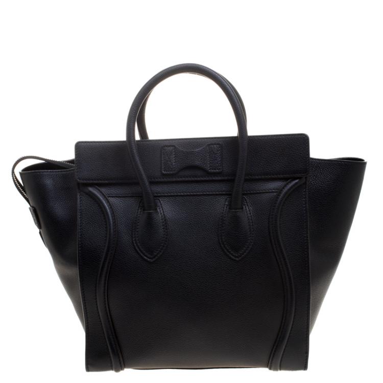 Pre Owned Celine Black Leather Mini Luggage Tote