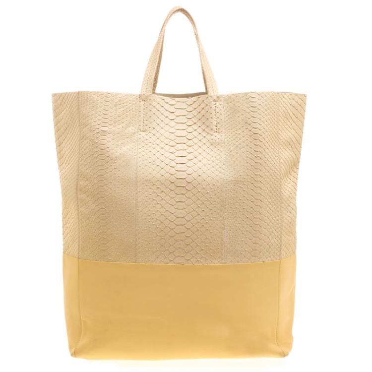 Pre Owned Celine Beige Python and Leather Vertical Cabas Phantom Tote