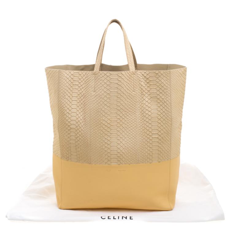 Pre Owned Celine Beige Python and Leather Vertical Cabas Phantom Tote