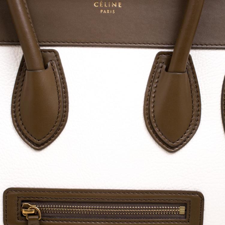 Pre Owned Celine Tri Color Leather and Suede Mini Luggage Tote