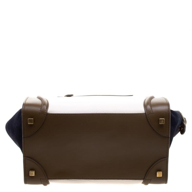 Pre Owned Celine Tri Color Leather and Suede Mini Luggage Tote