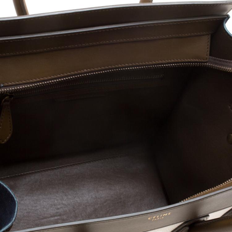 Pre Owned Celine Tri Color Leather and Suede Mini Luggage Tote