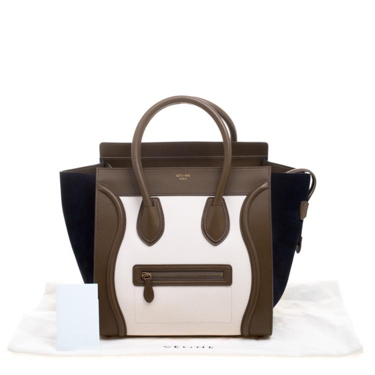 Pre Owned Celine Tri Color Leather and Suede Mini Luggage Tote
