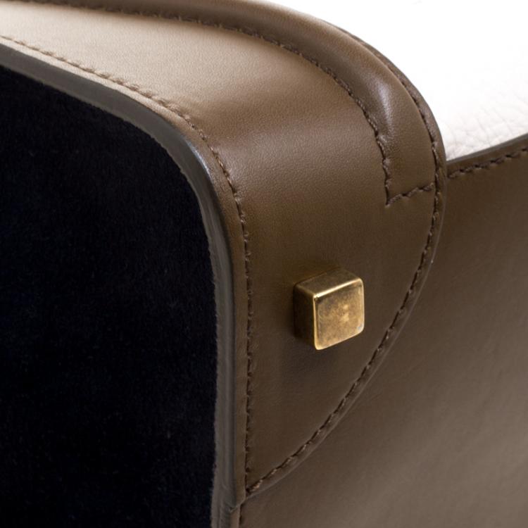 Pre Owned Celine Tri Color Leather and Suede Mini Luggage Tote