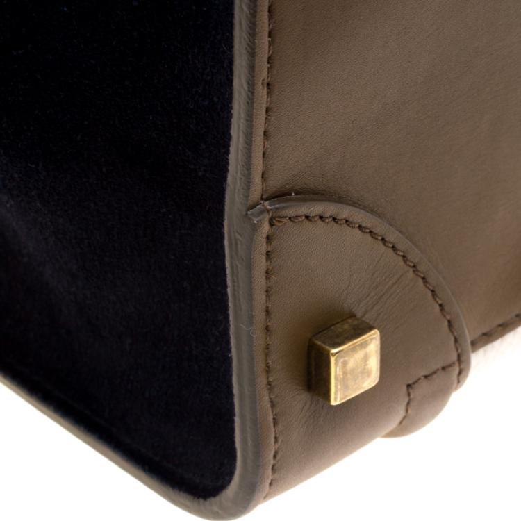 Pre Owned Celine Tri Color Leather and Suede Mini Luggage Tote