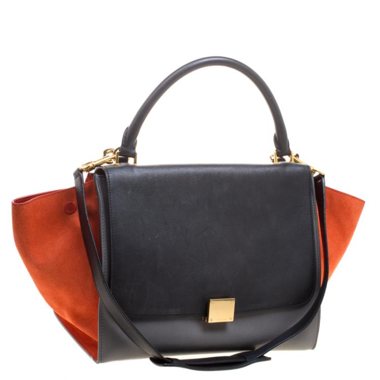 Pre Owned Celine Tricolor Leather and Suede Medium Trapeze Tote