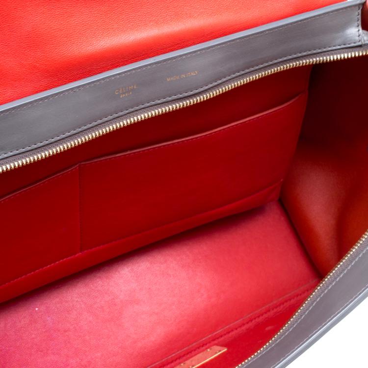 Pre Owned Celine Tricolor Leather and Suede Medium Trapeze Tote