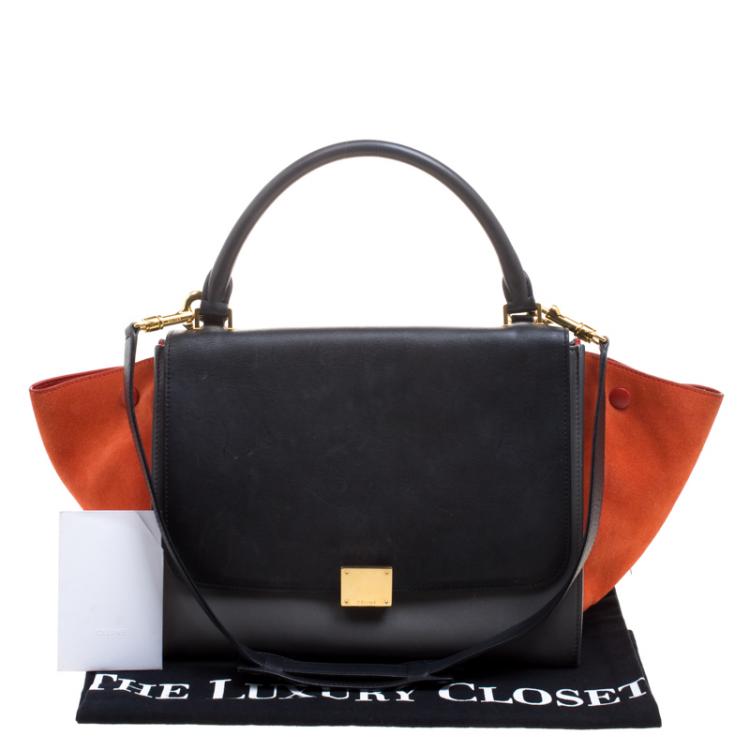 Pre Owned Celine Tricolor Leather and Suede Medium Trapeze Tote