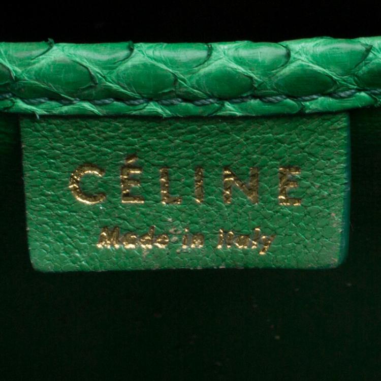 Pre Owned Celine Green Python Nano Luggage Tote