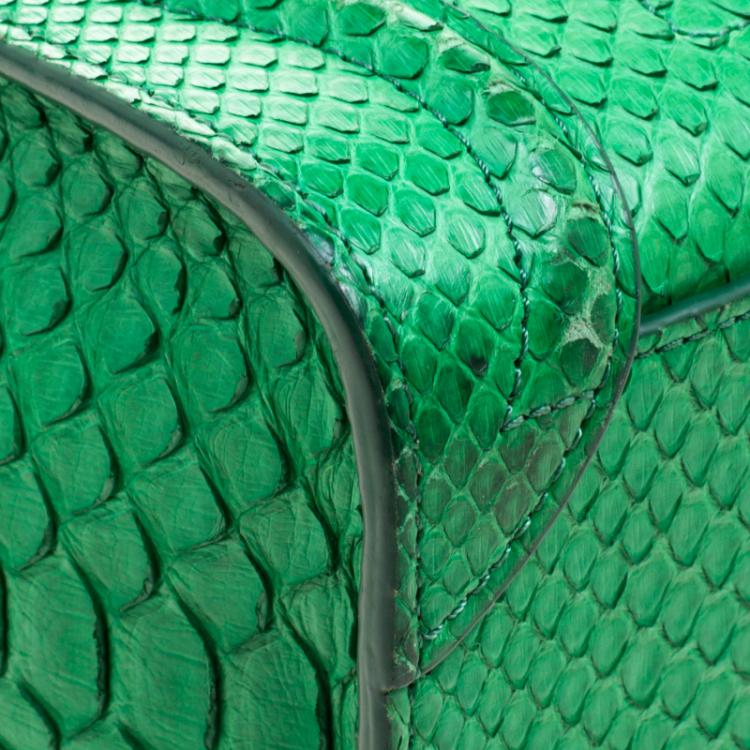 Pre Owned Celine Green Python Nano Luggage Tote