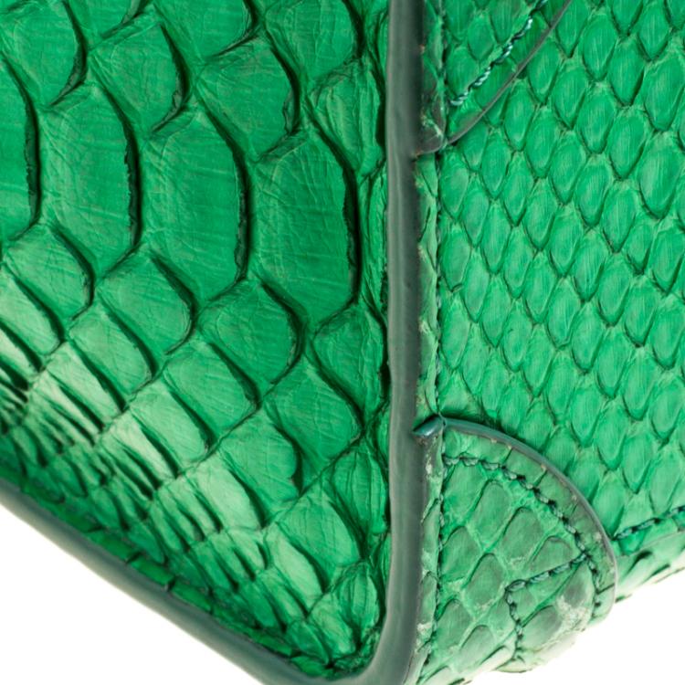 Pre Owned Celine Green Python Nano Luggage Tote