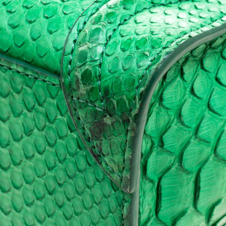 Pre Owned Celine Green Python Nano Luggage Tote