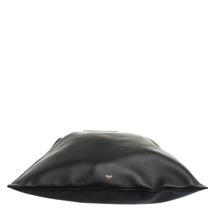 Pre Owned Celine Black Leather Open Triangle Bag