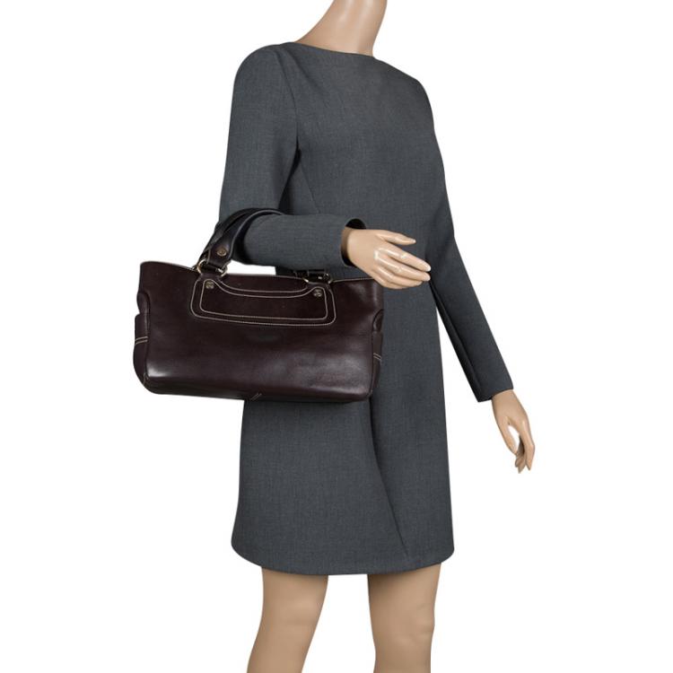 مملوكة مسبقًا Celine Dark Brown Leather Boogie Tote