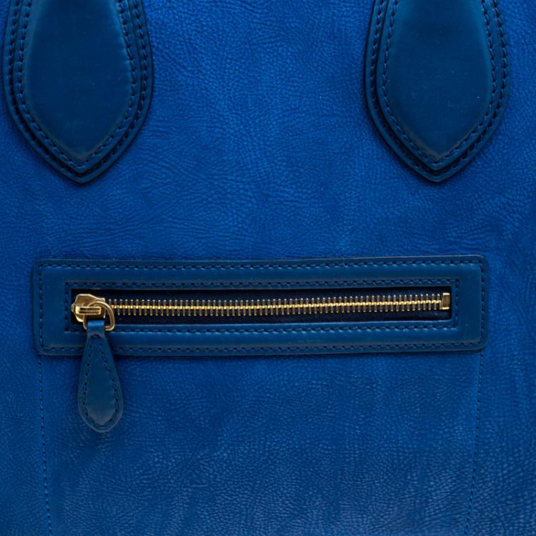 Pre Owned Celine Blue Grain Leather Medium Luggage Tote