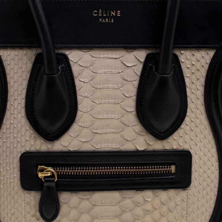 Pre Owned Celine Tri Color Python and Leather Micro Luggage Tote