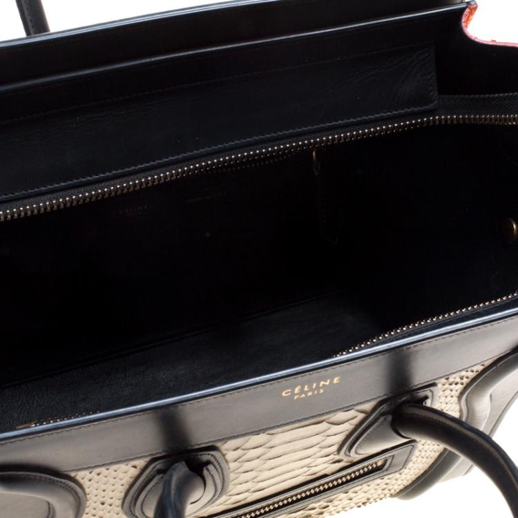 Pre Owned Celine Tri Color Python and Leather Micro Luggage Tote