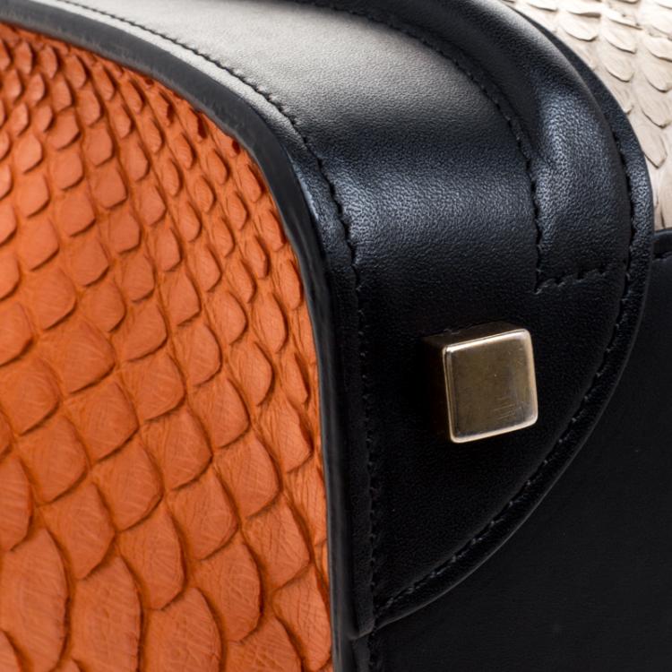 Pre Owned Celine Tri Color Python and Leather Micro Luggage Tote