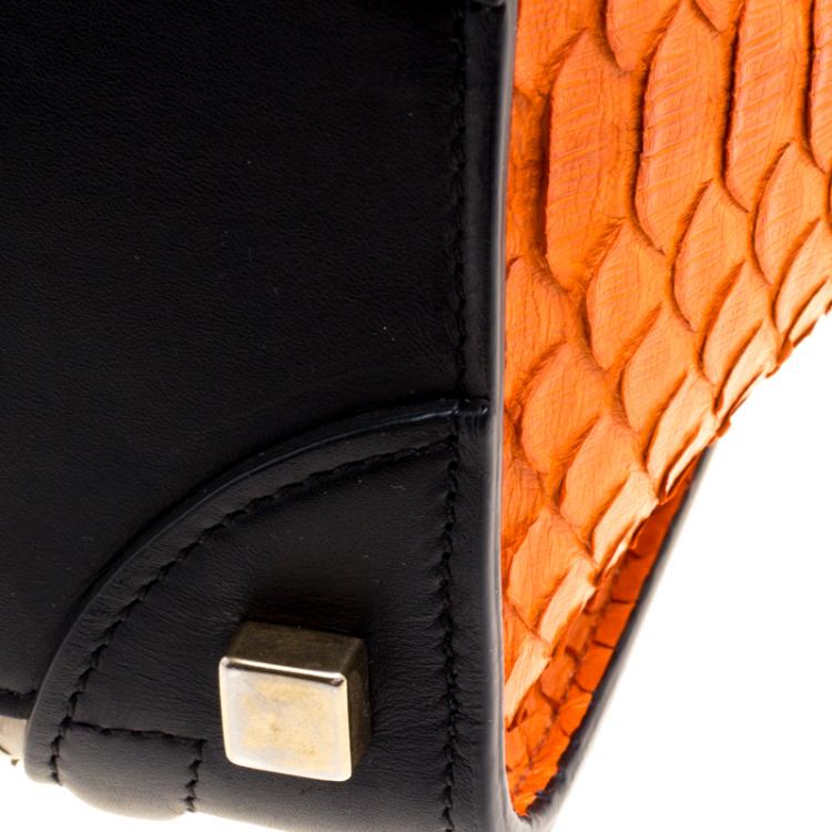 Pre Owned Celine Tri Color Python and Leather Micro Luggage Tote