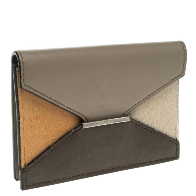 مملوكة مسبقًا Celine Multicolor Leather and Calf Hair Diamond Card Case
