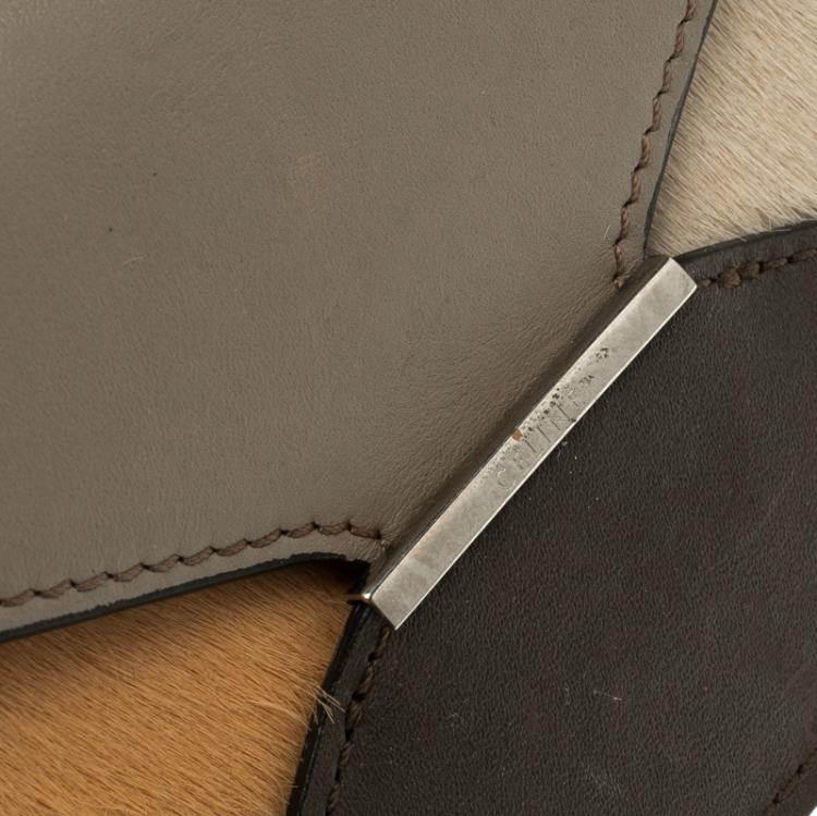 مملوكة مسبقًا Celine Multicolor Leather and Calf Hair Diamond Card Case