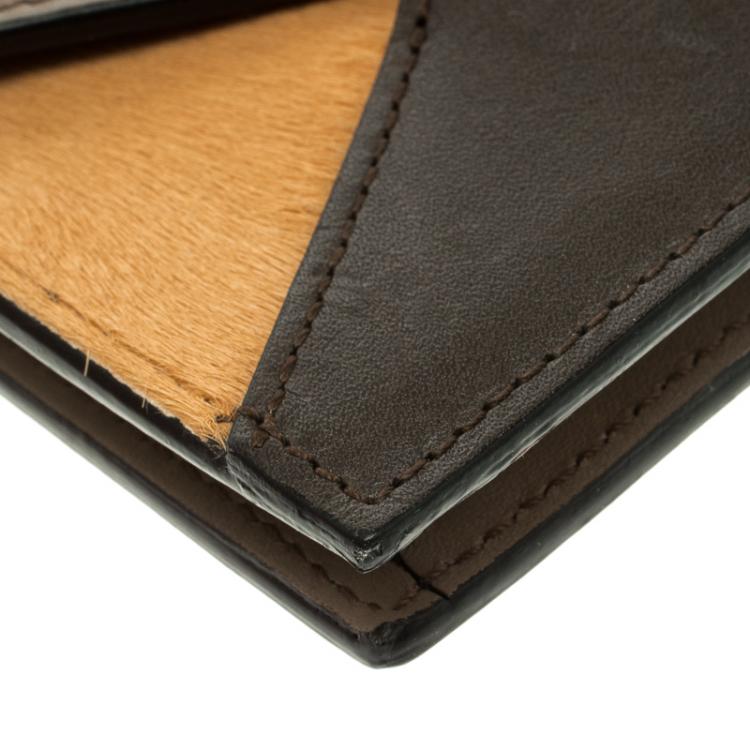 مملوكة مسبقًا Celine Multicolor Leather and Calf Hair Diamond Card Case