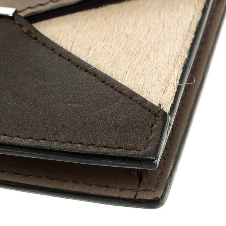 مملوكة مسبقًا Celine Multicolor Leather and Calf Hair Diamond Card Case