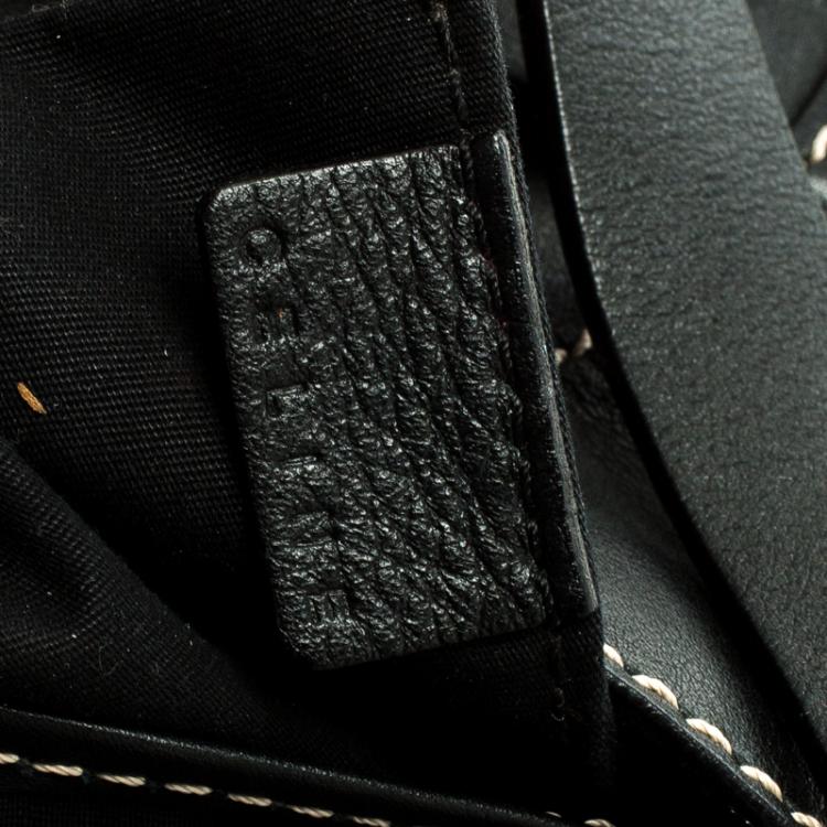 Pre Owned Celine Black Leather Macadam Shoulder Bag