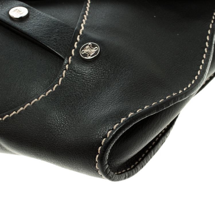 Pre Owned Celine Black Leather Macadam Shoulder Bag