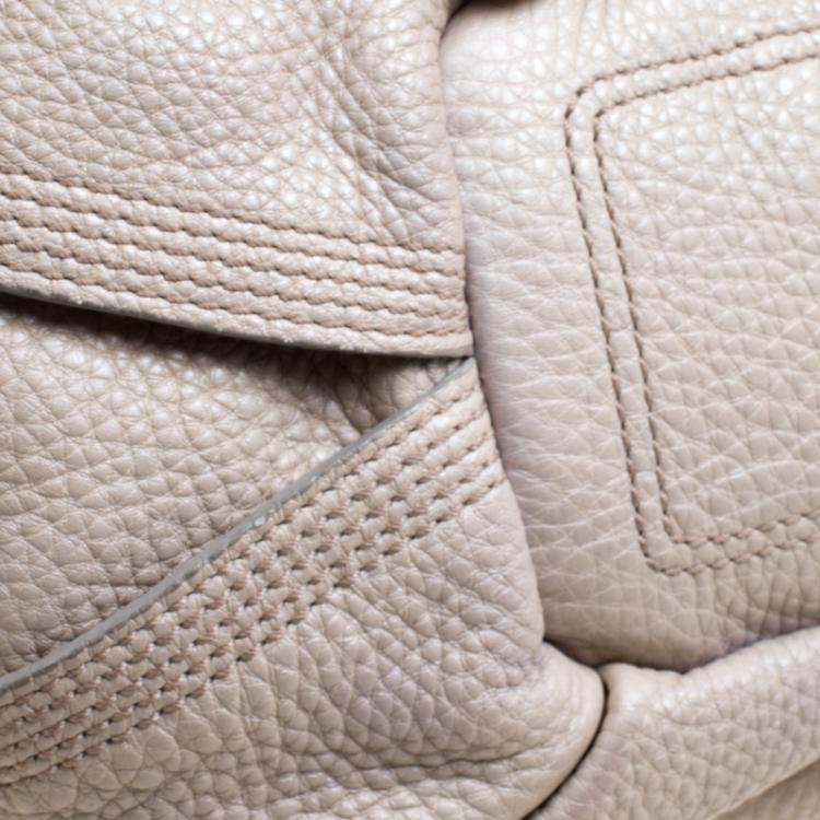 Pre Owned Celine Beige/Silver Ombre Leather Satchel