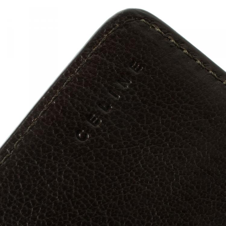 Pre Owned Celine Dark Brown Leather Colorblock Continental Wallet
