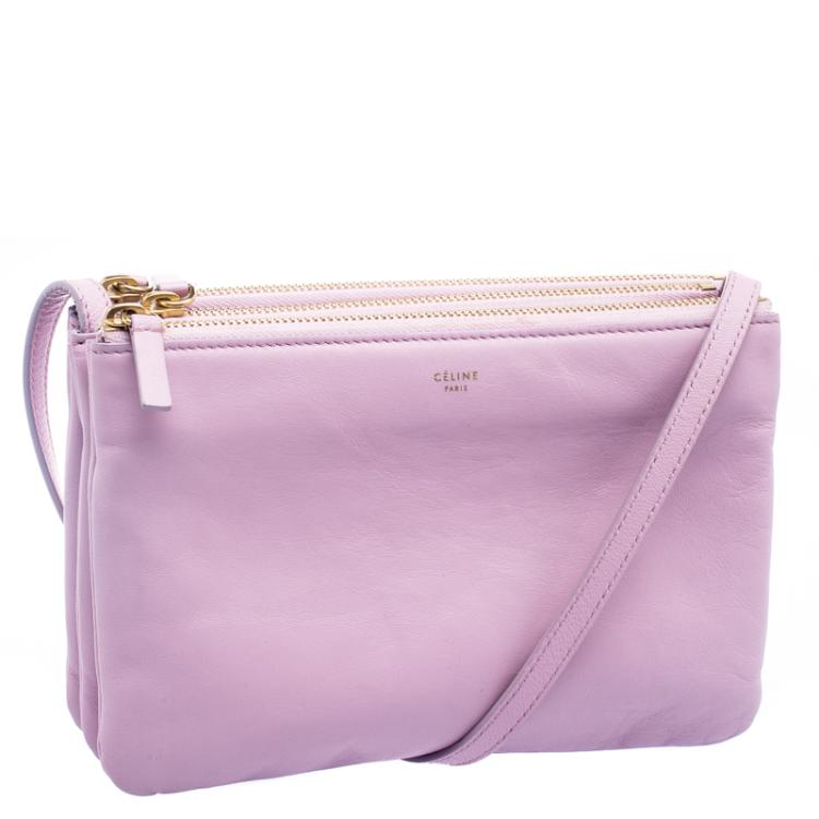 Pre Owned Celine Pink Leather Trio Crossbody Bag