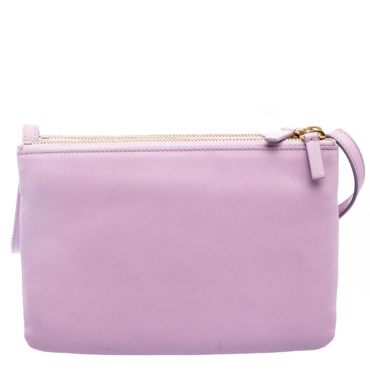 Pre Owned Celine Pink Leather Trio Crossbody Bag