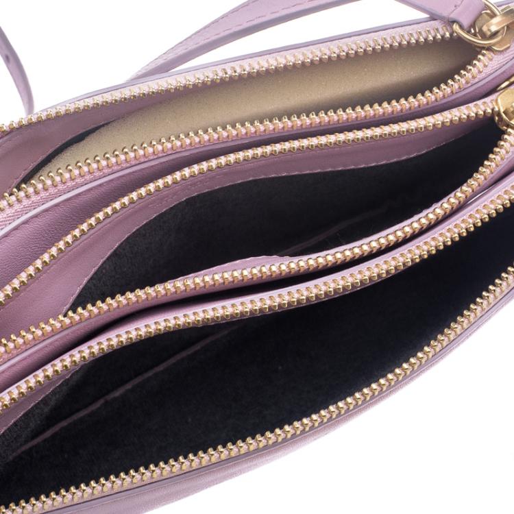 Pre Owned Celine Pink Leather Trio Crossbody Bag