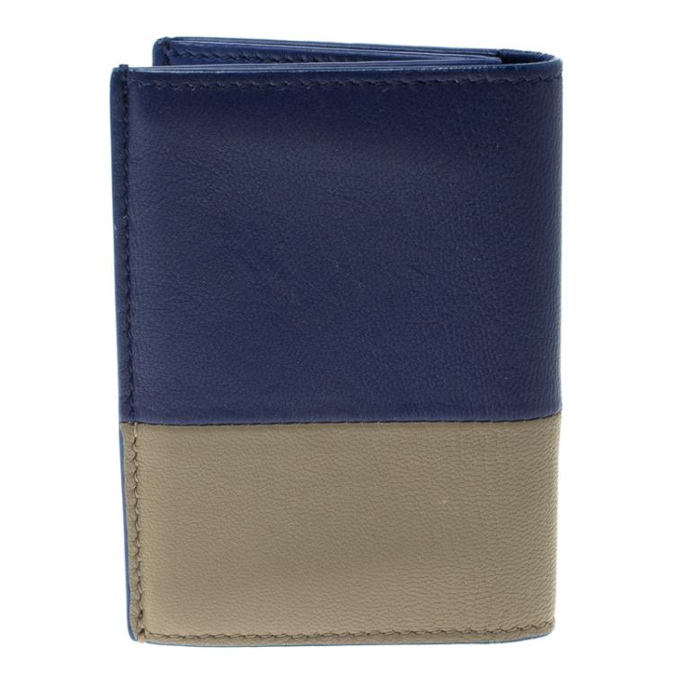 Pre Owned Celine Indigo/Beige Leather Folded Card Holder 