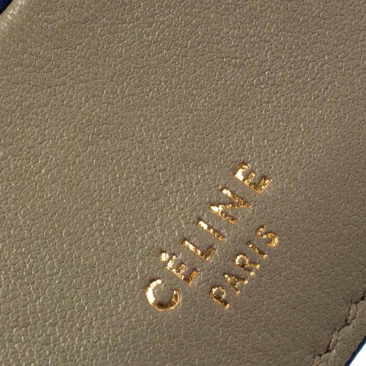 Pre Owned Celine Indigo/Beige Leather Folded Card Holder 