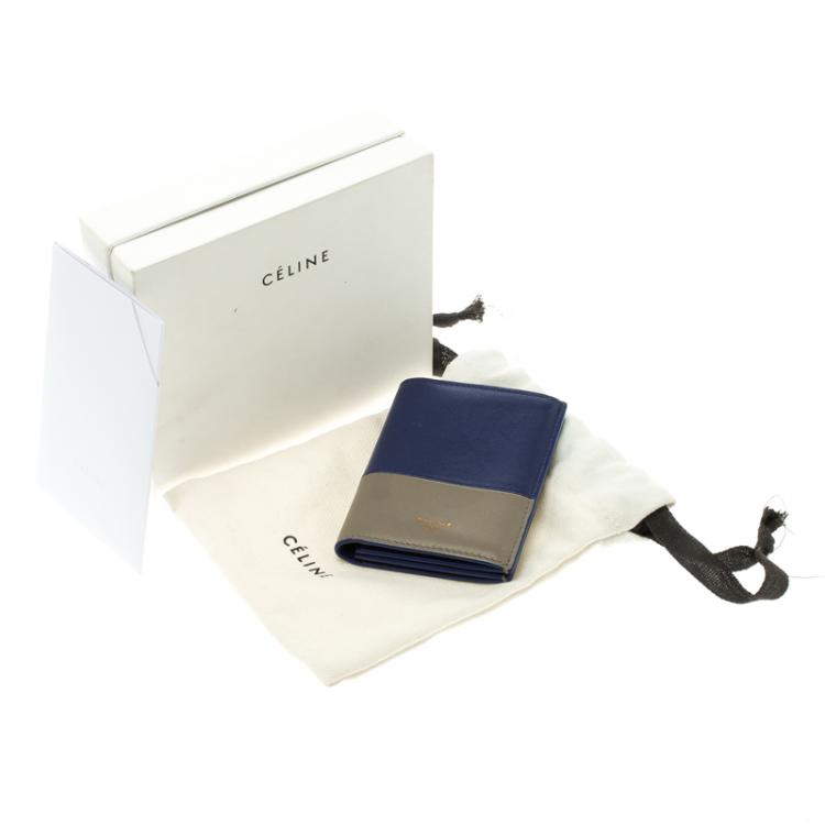 Pre Owned Celine Indigo/Beige Leather Folded Card Holder 