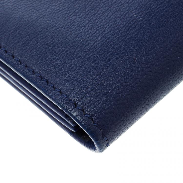 Pre Owned Celine Indigo/Beige Leather Folded Card Holder 