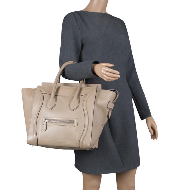 Pre Owned Celine Beige Leather Mini Luggage Tote