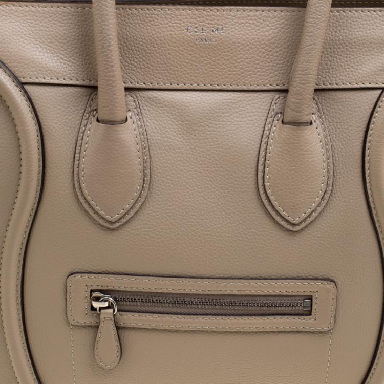 Pre Owned Celine Beige Leather Mini Luggage Tote
