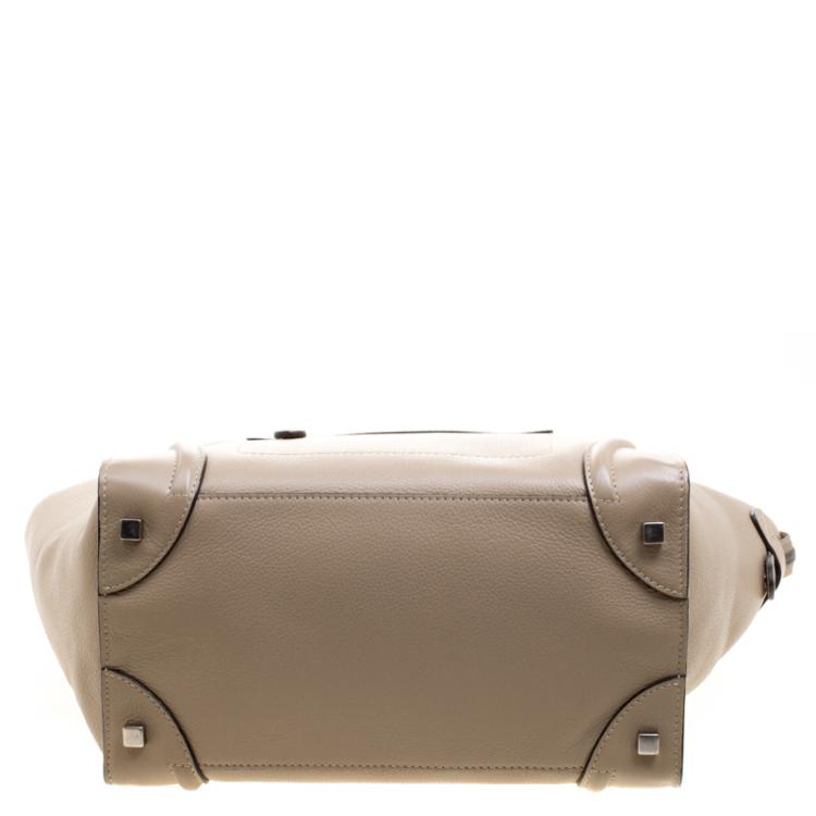 Pre Owned Celine Beige Leather Mini Luggage Tote