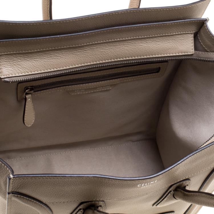 Pre Owned Celine Beige Leather Mini Luggage Tote