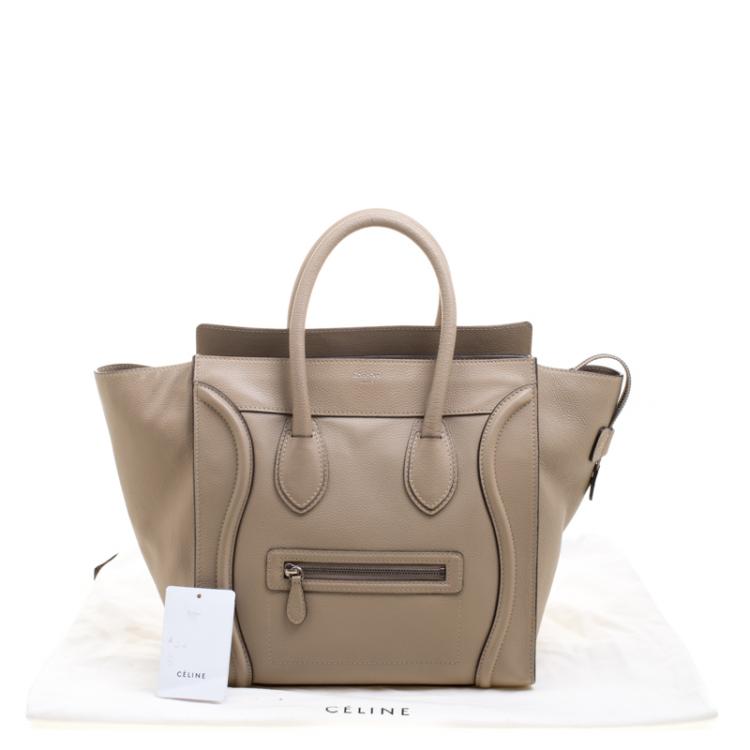 Pre Owned Celine Beige Leather Mini Luggage Tote