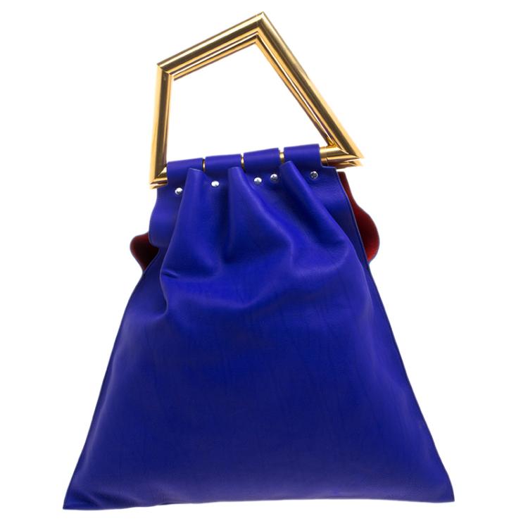 Pre Owned Celine Indigo Leather Open Triangle Bag
